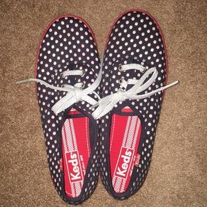 Keds red white and blue polka dot shoes